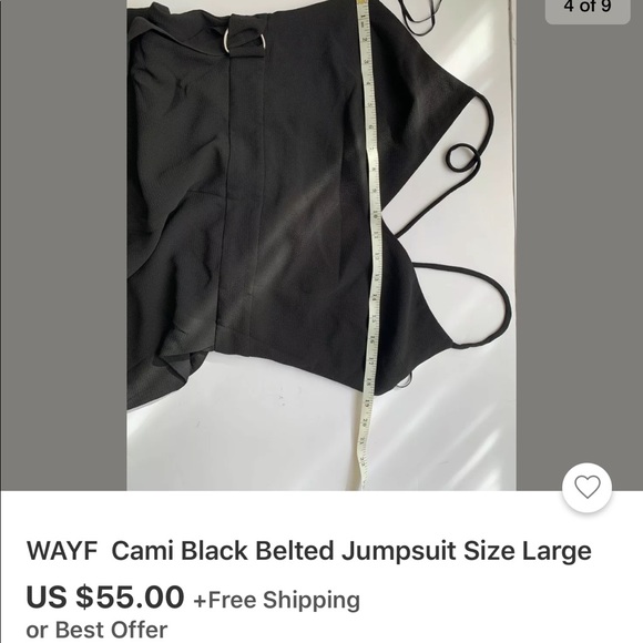 NWOT WAYF  Cami Black Belted Jumpsuit Size Large - Picture 4 of 8